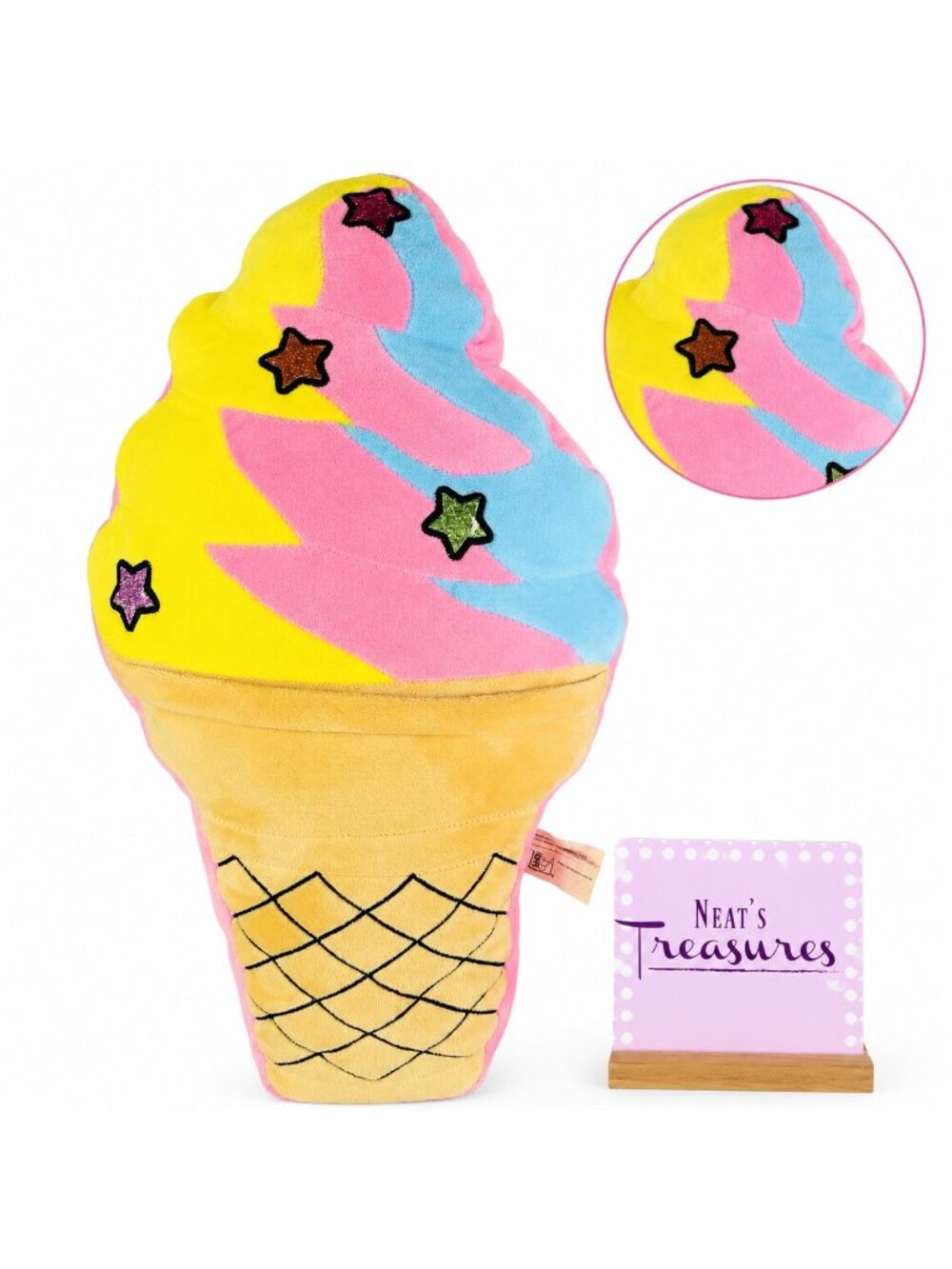 The Mines Press Scoops Bubble Gum Scented Sparkly Star 16" Ice Cream Cone Plush